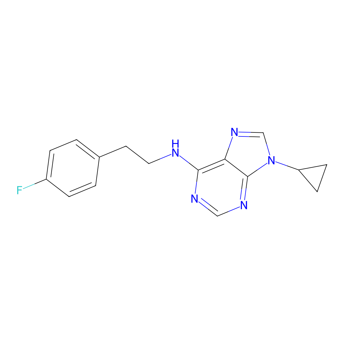 9-cyclopropyl-N-[2-(4-fluorophenyl)ethyl]-9H-purin-6-amine molecular structure, CAS 2770593-46-7