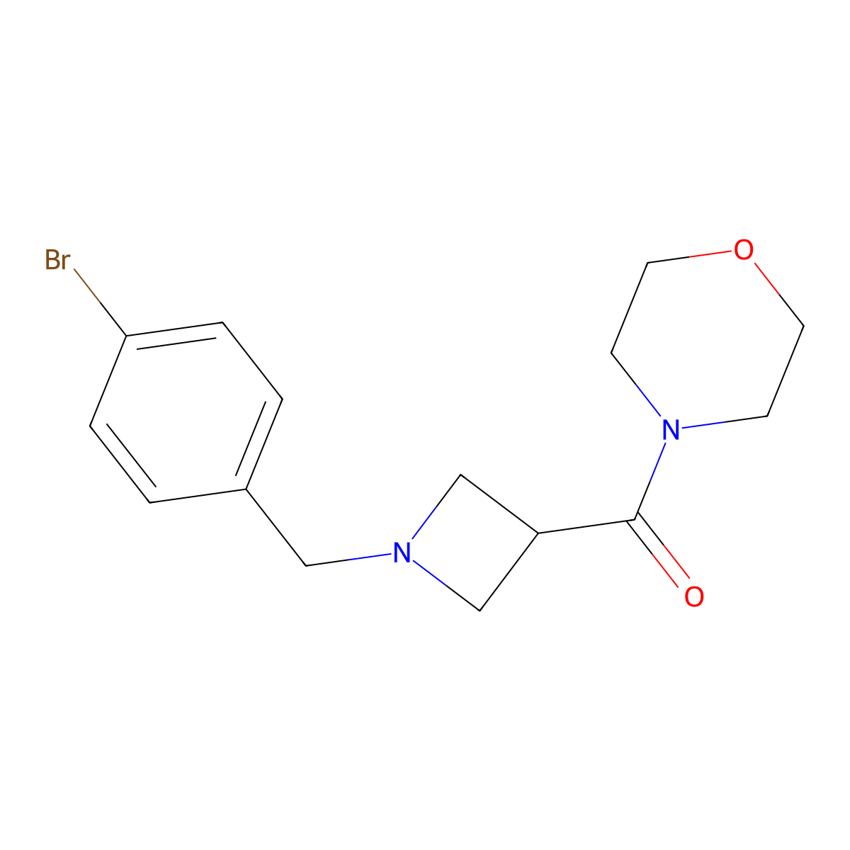 4-{1-[(4-Bromophenyl)methyl]azetidine-3-carbonyl}morpholine molecular structure, CAS 2770593-51-4