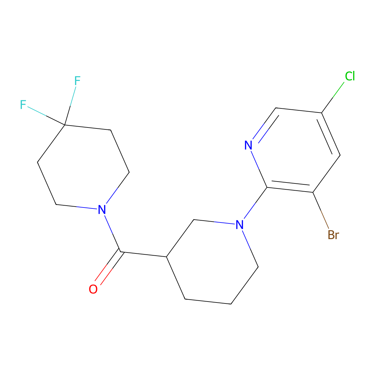 3-Bromo-5-chloro-2-[3-(4,4-difluoropiperidine-1-carbonyl)piperidin-1-yl]pyridine molecular structure, CAS 2770593-52-5
