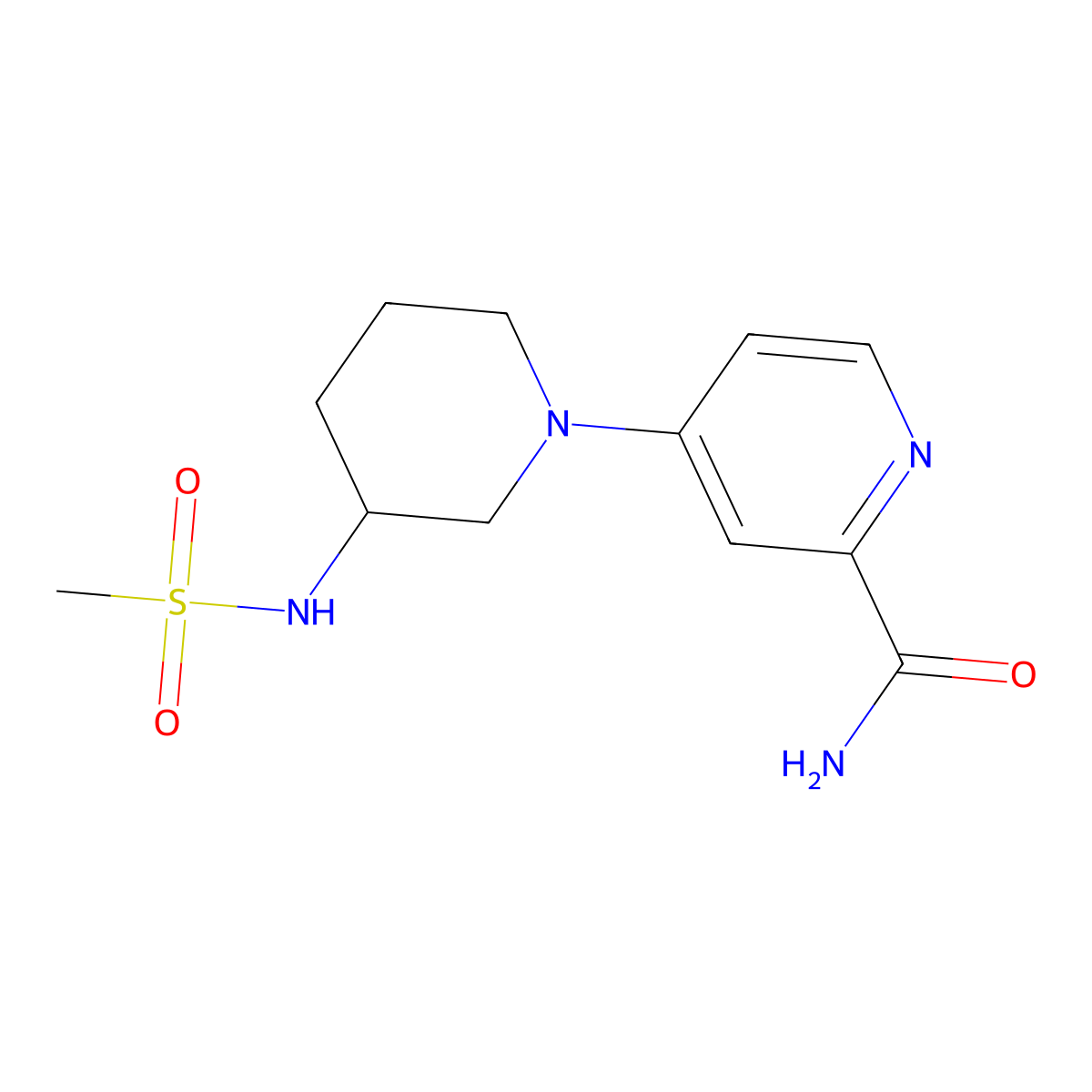 4-(3-Methanesulfonamidopiperidin-1-yl)pyridine-2-carboxamide molecular structure, CAS 2770593-57-0