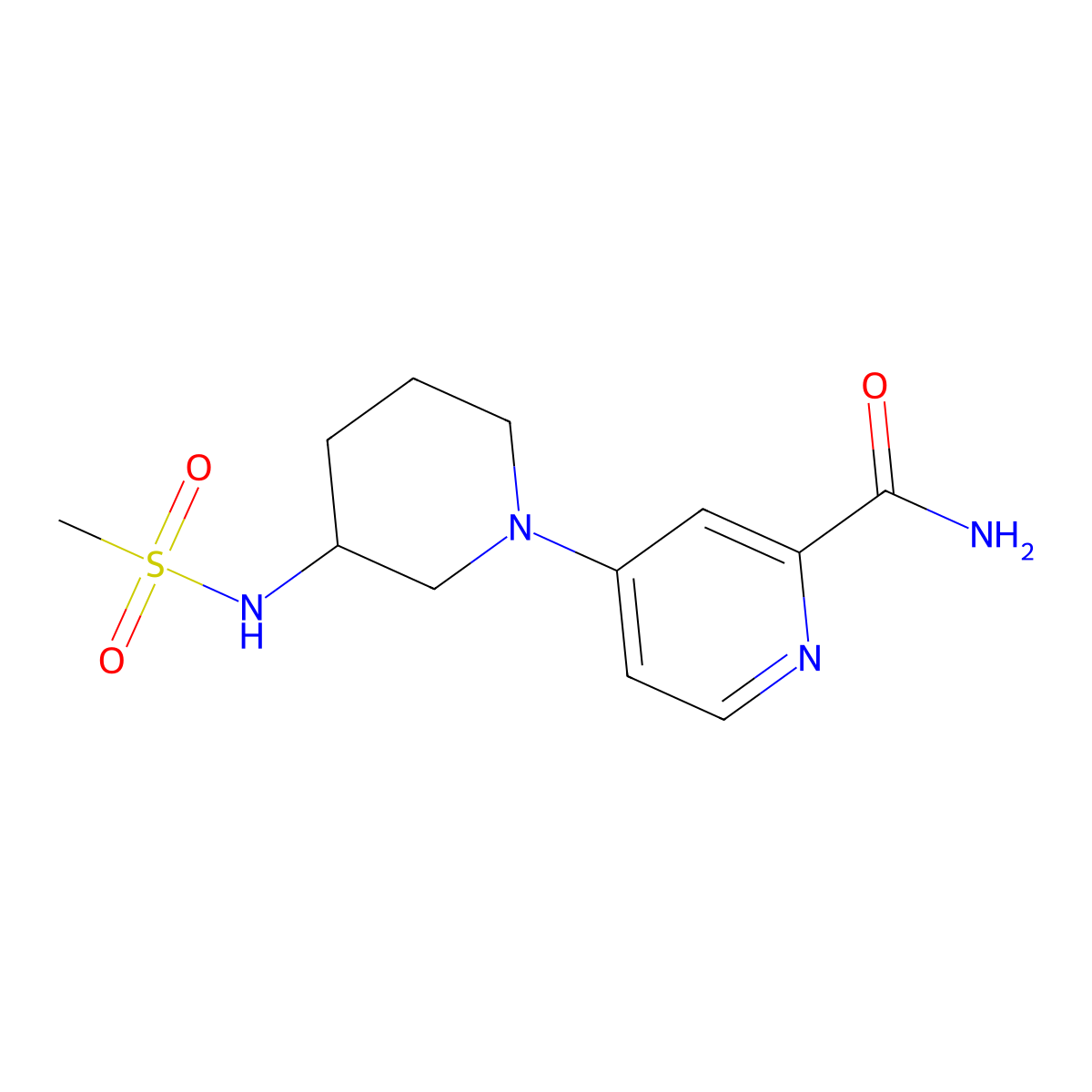 4-(3-Methanesulfonamidopiperidin-1-yl)pyridine-2-carboxamide molecular structure, CAS 2770593-57-0