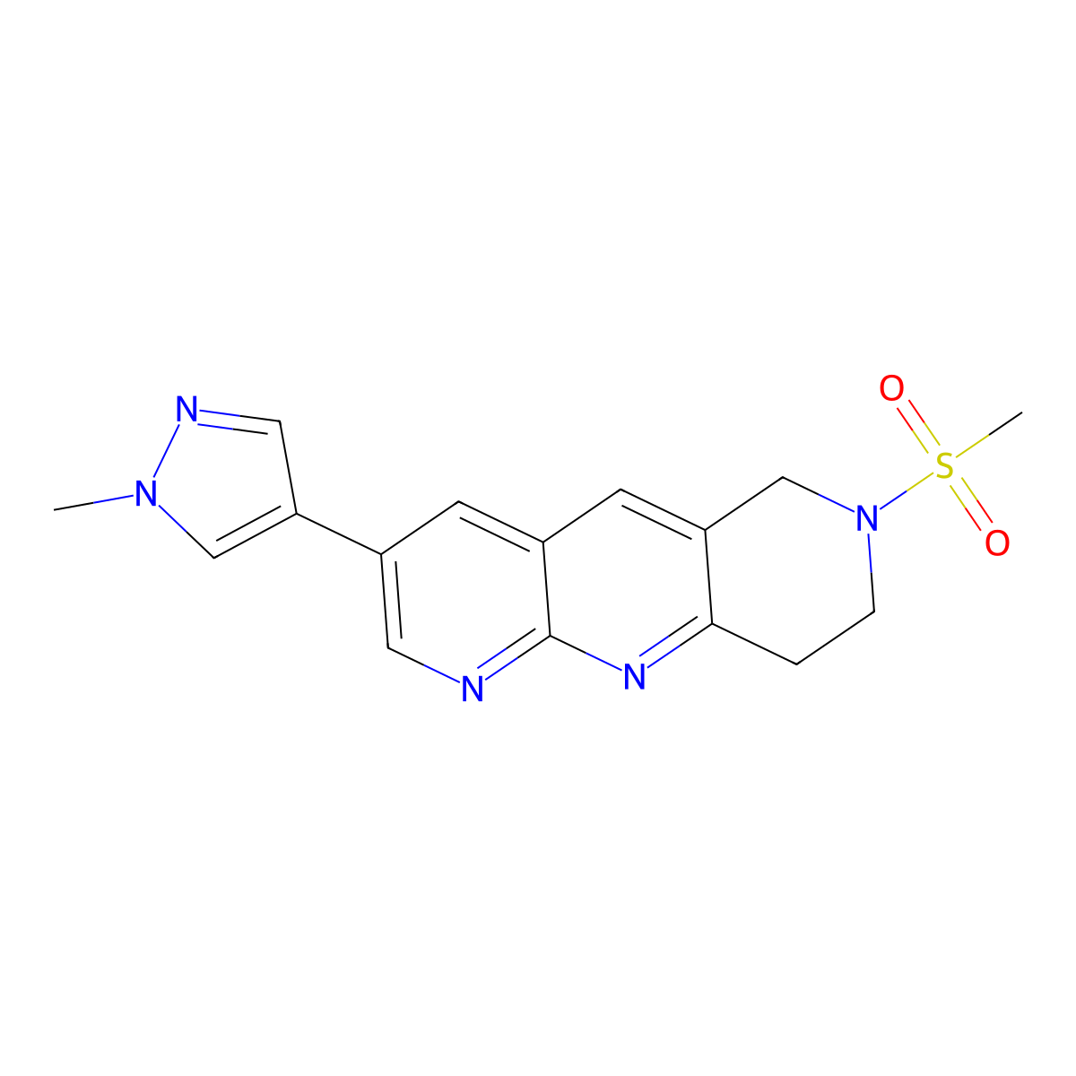 4-{7-methanesulfonyl-6H,7H,8H,9H-pyrido[2,3-b]1,6-naphthyridin-3-yl}-1-methyl-1H-pyrazole molecular structure, CAS 2770593-60-5