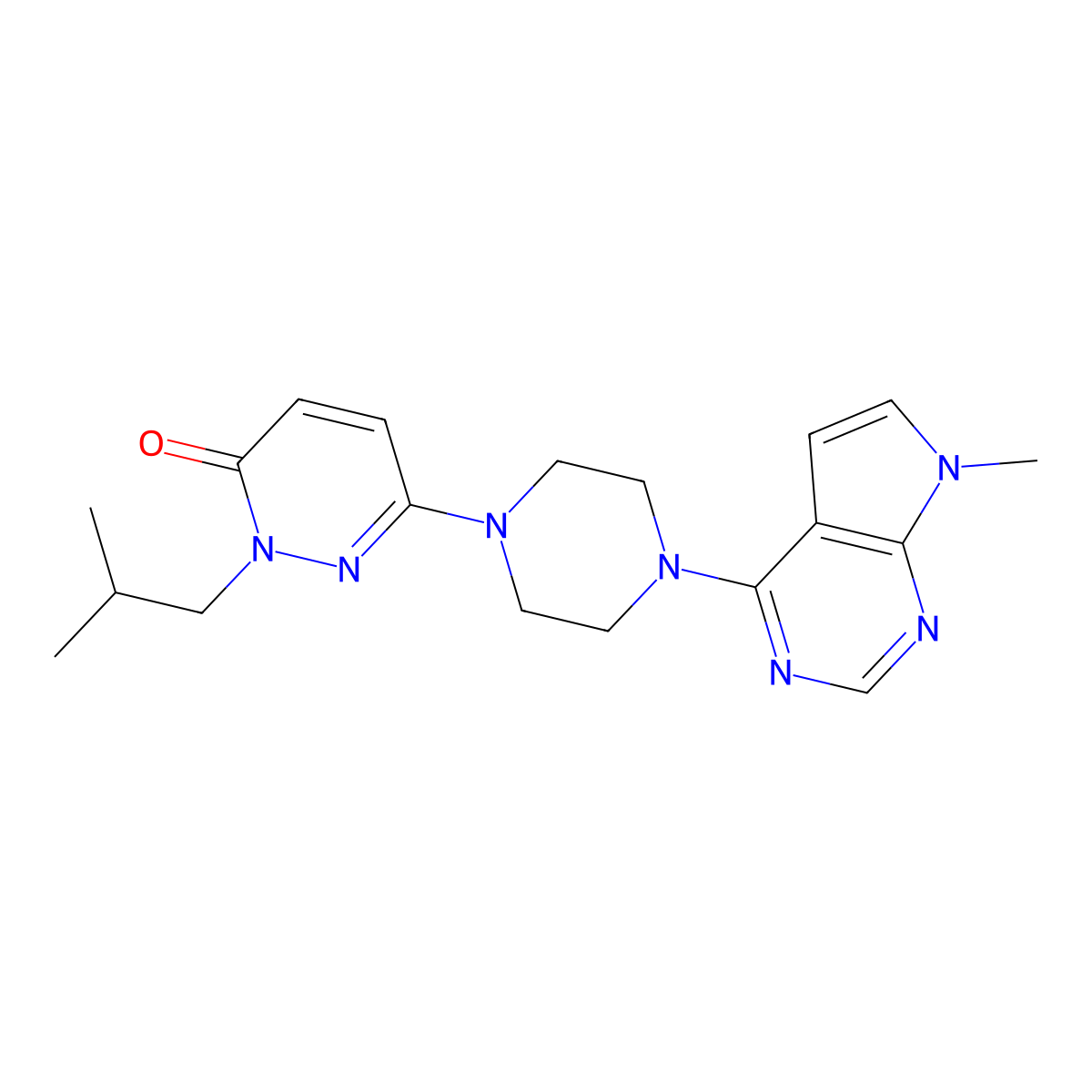 6-(4-{7-methyl-7H-pyrrolo[2,3-d]pyrimidin-4-yl}piperazin-1-yl)-2-(2-methylpropyl)-2,3-dihydropyridazin-3-one molecular structure, CAS 2770593-66-1
