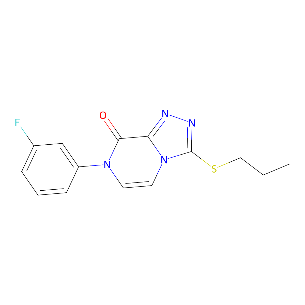 7-(3-fluorophenyl)-3-(propylsulfanyl)-7H,8H-[1,2,4]triazolo[4,3-a]pyrazin-8-one molecular structure, CAS 2770593-67-2