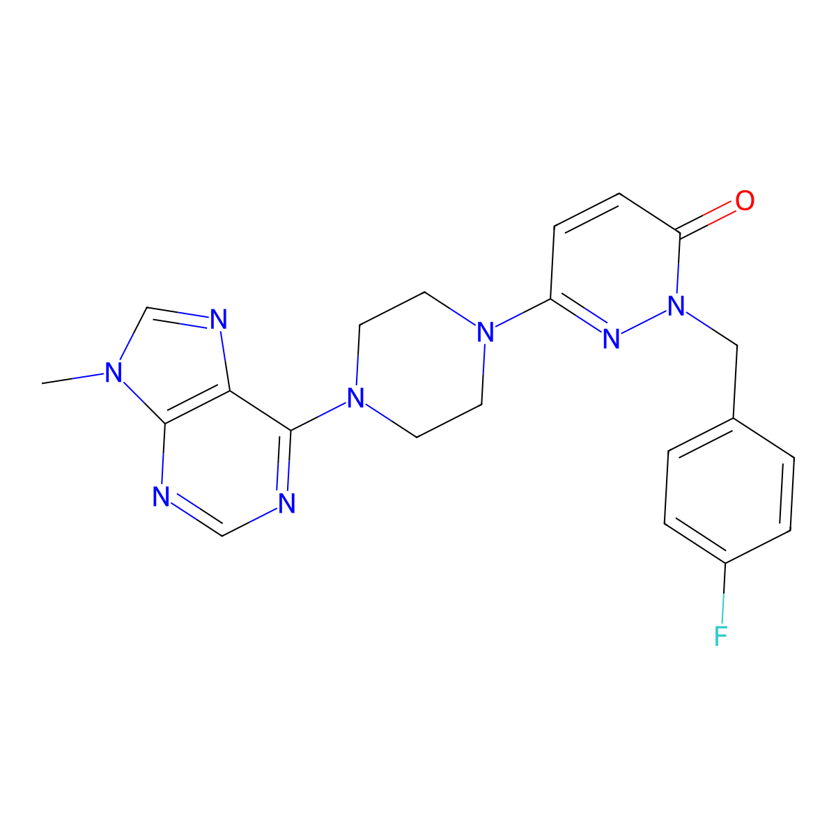2-[(4-fluorophenyl)methyl]-6-[4-(9-methyl-9H-purin-6-yl)piperazin-1-yl]-2,3-dihydropyridazin-3-one molecular structure, CAS 2770593-69-4