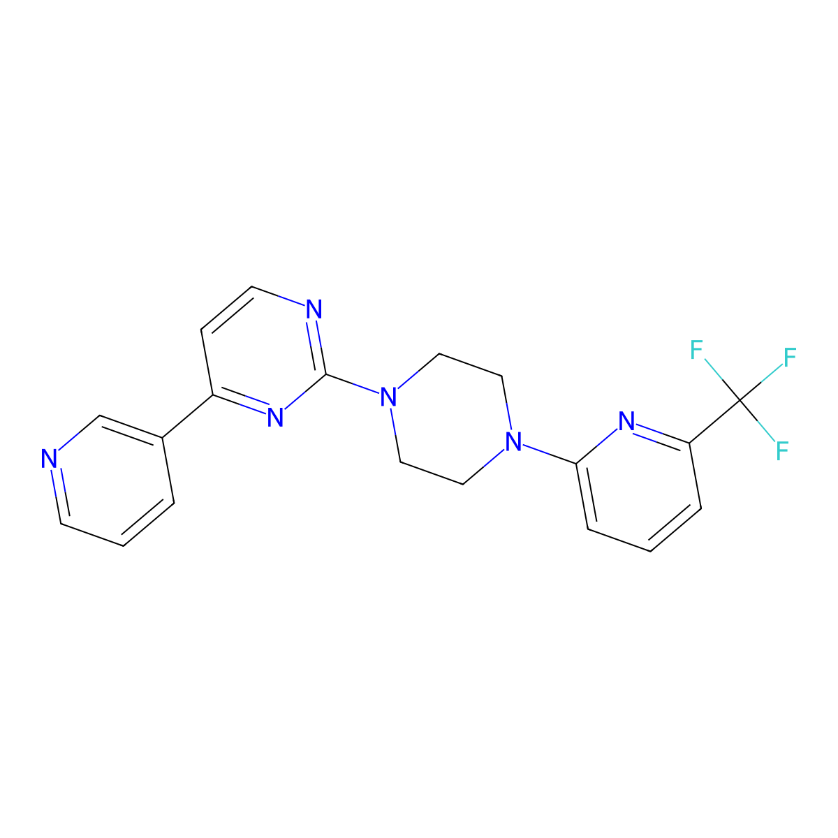 4-(Pyridin-3-yl)-2-{4-[6-(trifluoromethyl)pyridin-2-yl]piperazin-1-yl}pyrimidine molecular structure, CAS 2770593-73-0
