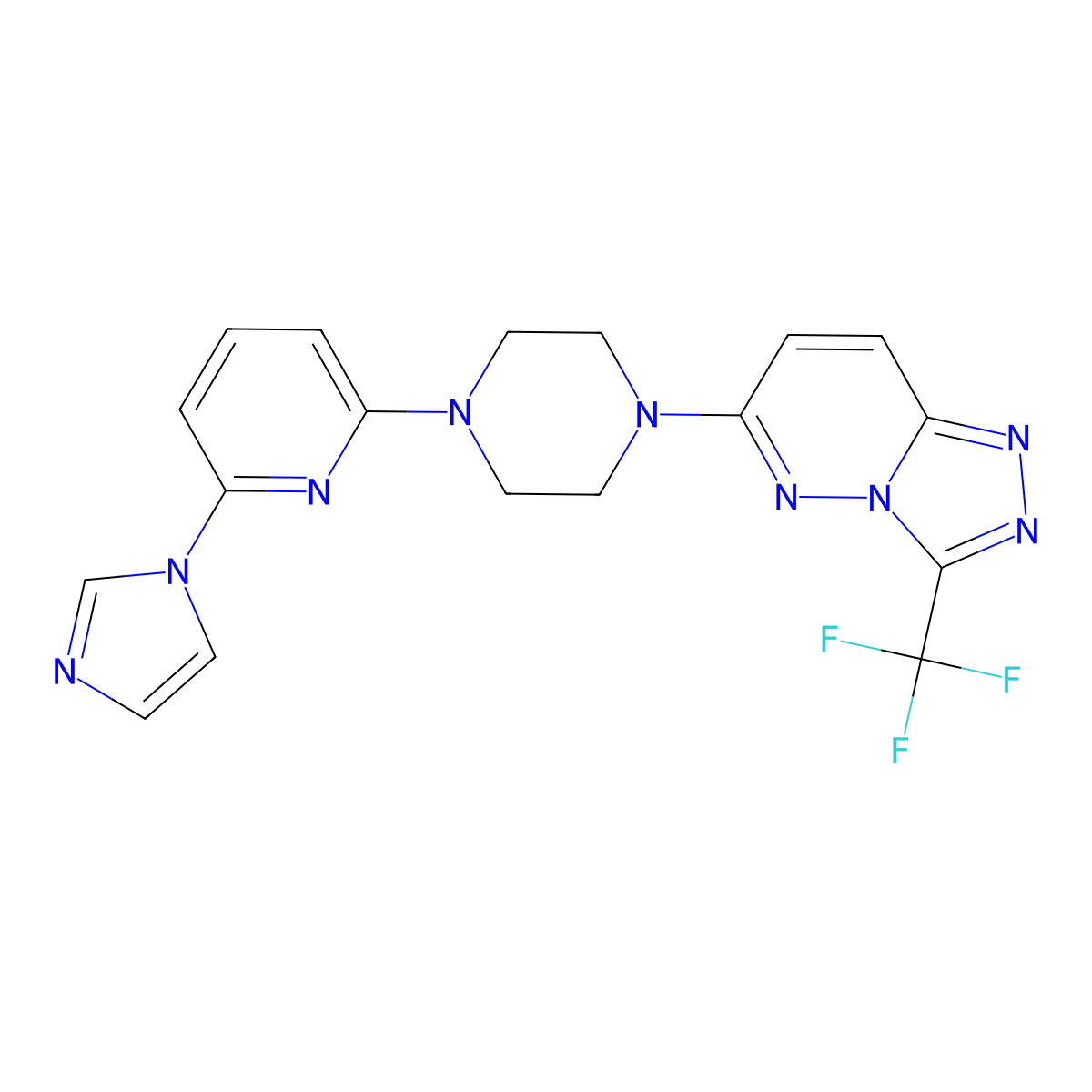 1-[6-(1H-imidazol-1-yl)pyridin-2-yl]-4-[3-(trifluoromethyl)-[1,2,4]triazolo[4,3-b]pyridazin-6-yl]piperazine molecular structure, CAS 2770593-74-1