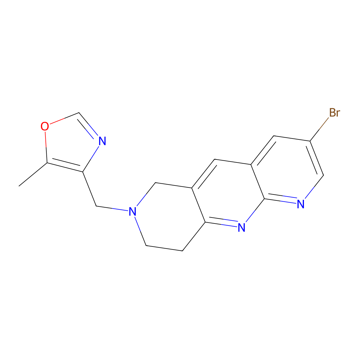 4-({3-bromo-6H,7H,8H,9H-pyrido[2,3-b]1,6-naphthyridin-7-yl}methyl)-5-methyl-1,3-oxazole molecular structure, CAS 2770593-76-3
