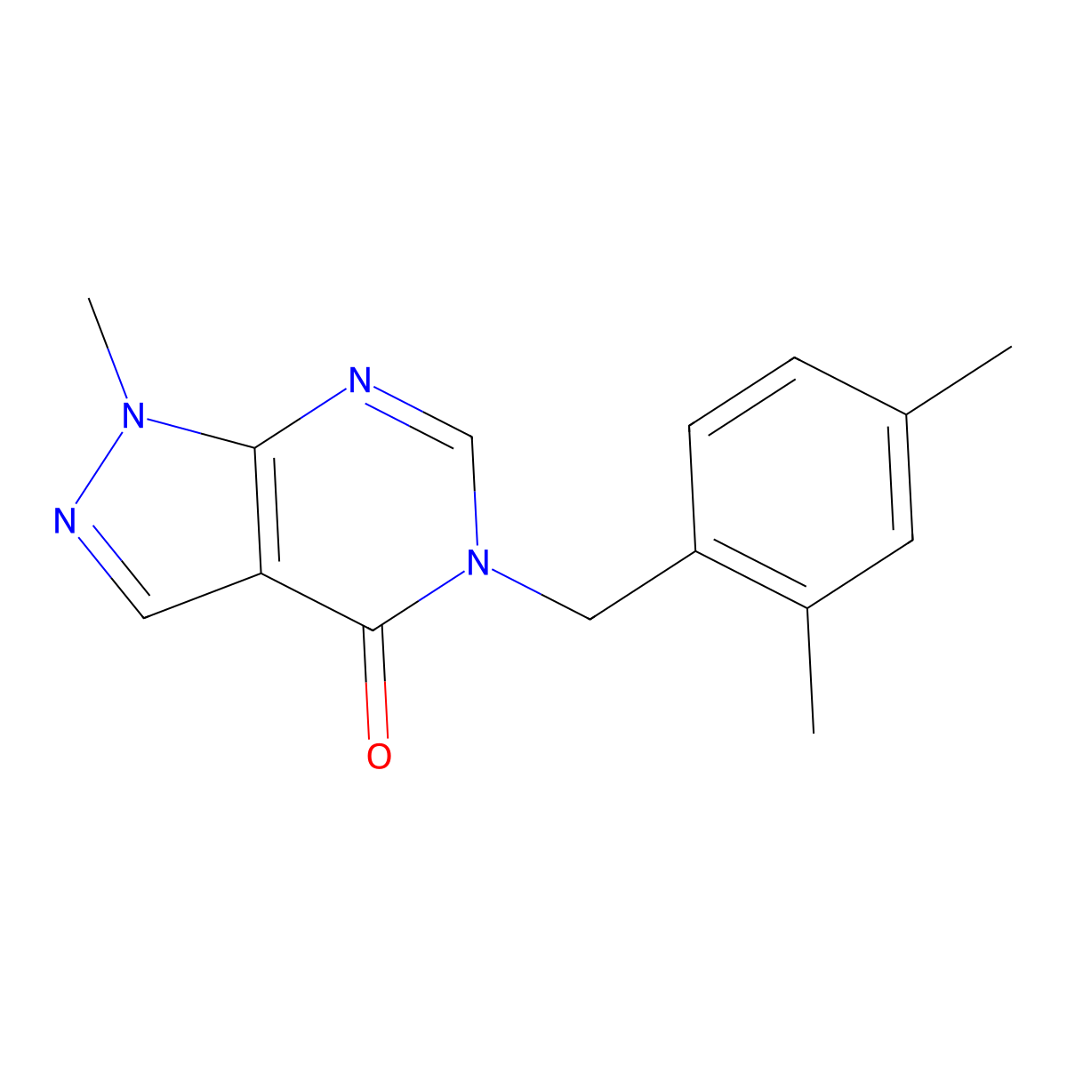 5-[(2,4-dimethylphenyl)methyl]-1-methyl-1H,4H,5H-pyrazolo[3,4-d]pyrimidin-4-one molecular structure, CAS 2770593-84-3