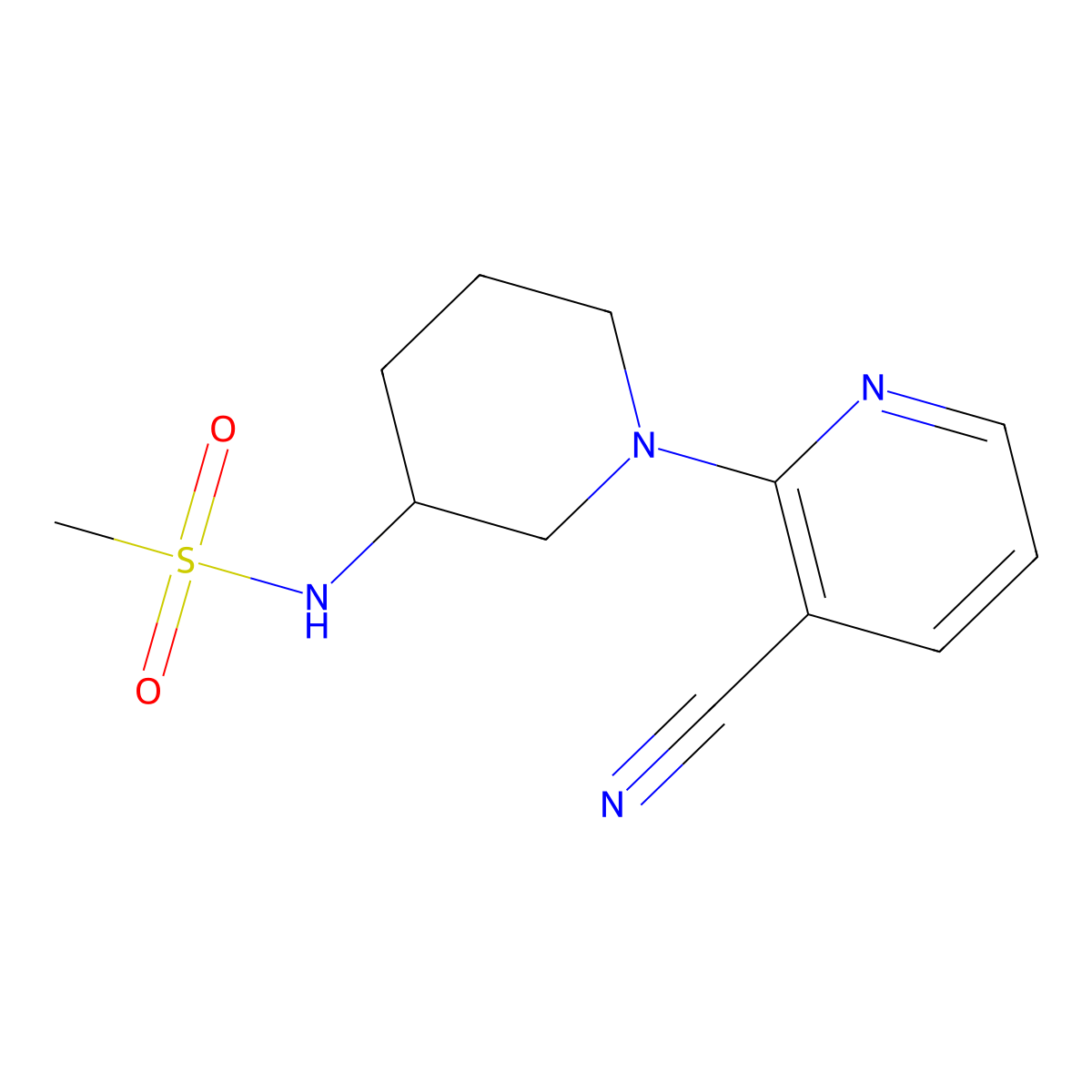 N-[1-(3-cyanopyridin-2-yl)piperidin-3-yl]methanesulfonamide molecular structure, CAS 2770593-95-6