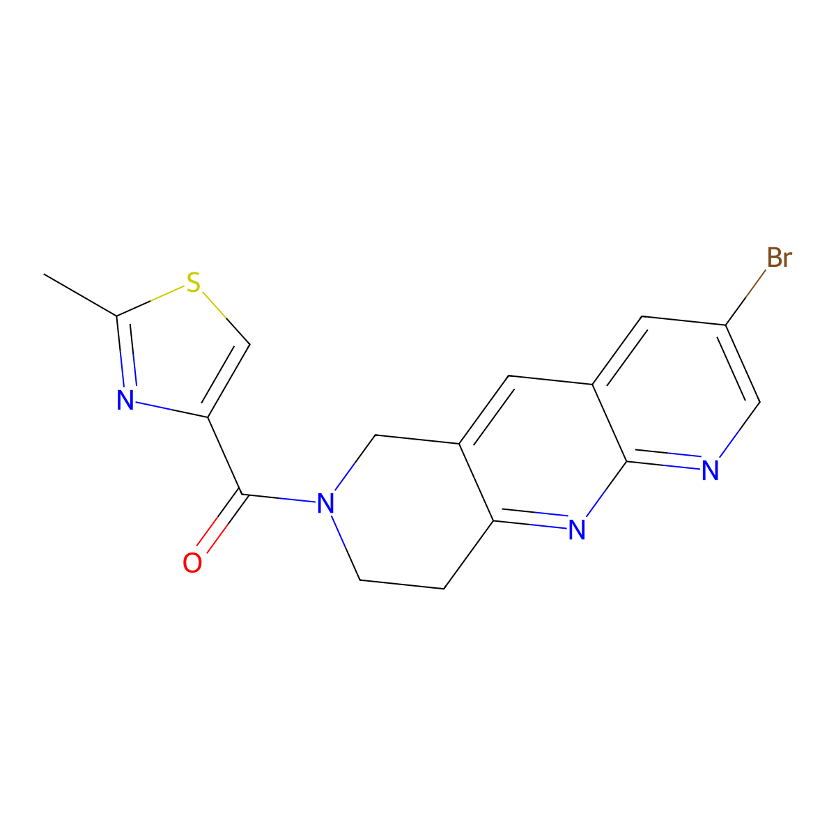 4-{3-bromo-6H,7H,8H,9H-pyrido[2,3-b]1,6-naphthyridine-7-carbonyl}-2-methyl-1,3-thiazole molecular structure, CAS 2770593-96-7