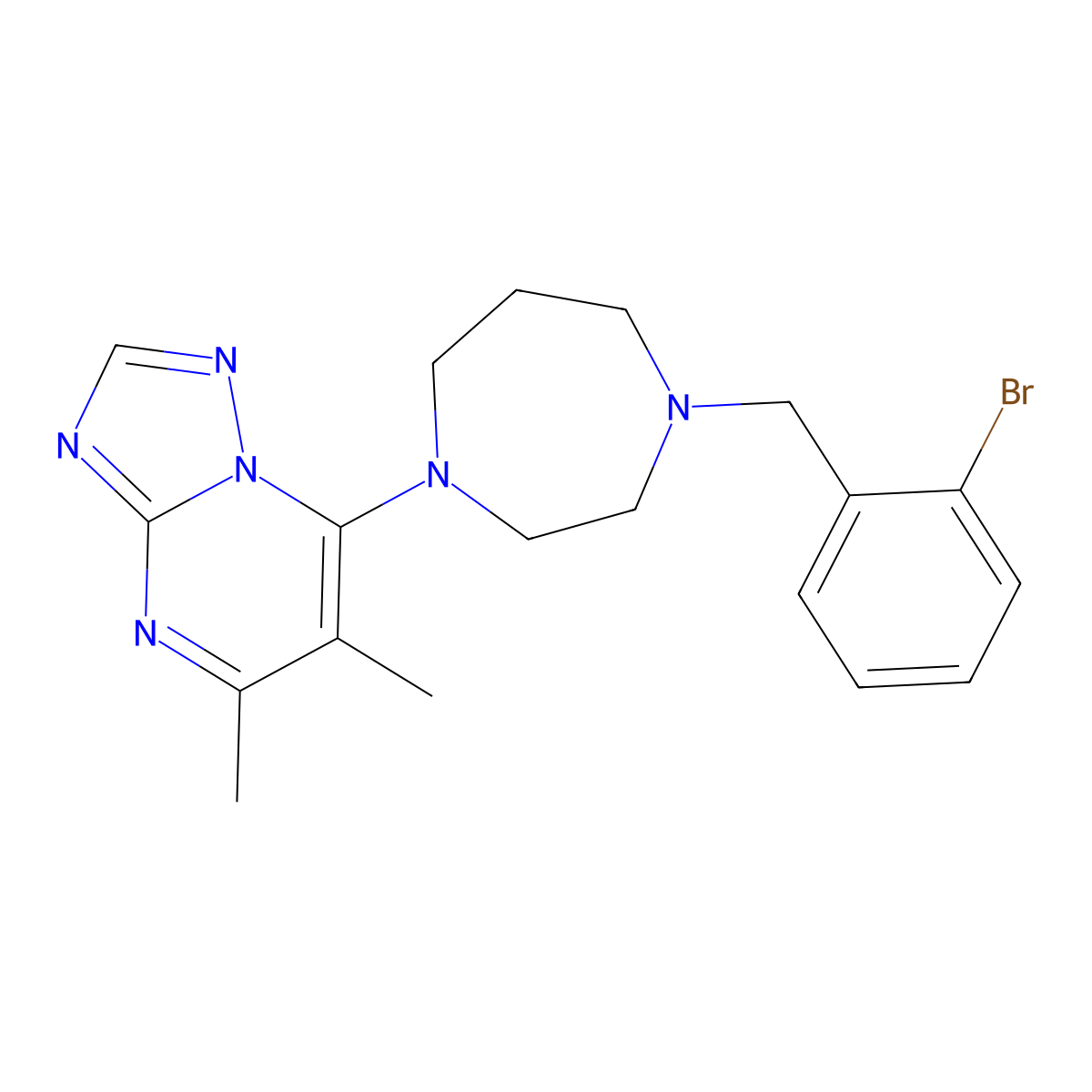 1-[(2-Bromophenyl)methyl]-4-{5,6-dimethyl-[1,2,4]triazolo[1,5-a]pyrimidin-7-yl}-1,4-diazepane molecular structure, CAS 2770593-98-9