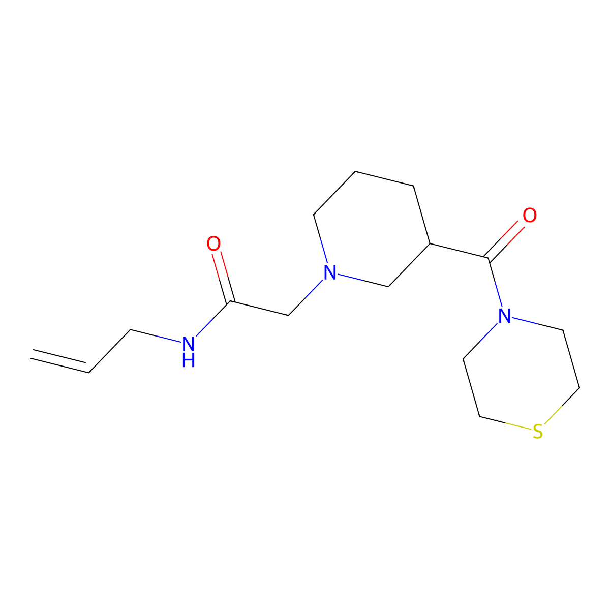 N-(prop-2-en-1-yl)-2-[3-(thiomorpholine-4-carbonyl)piperidin-1-yl]acetamide molecular structure, CAS 2770594-05-1