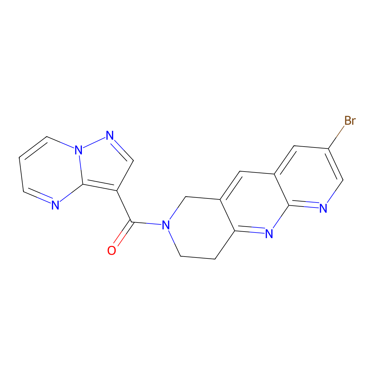 3-bromo-7-{pyrazolo[1,5-a]pyrimidine-3-carbonyl}-6H,7H,8H,9H-pyrido[2,3-b]1,6-naphthyridine molecular structure, CAS 2770594-10-8