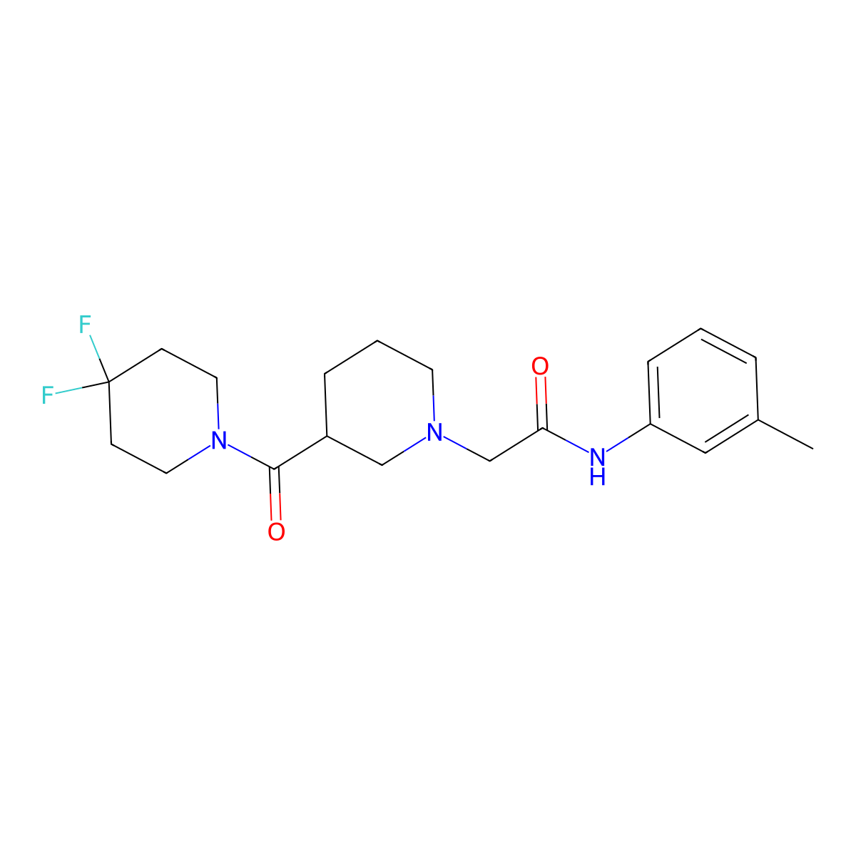 2-[3-(4,4-difluoropiperidine-1-carbonyl)piperidin-1-yl]-N-(3-methylphenyl)acetamide molecular structure, CAS 2770594-14-2