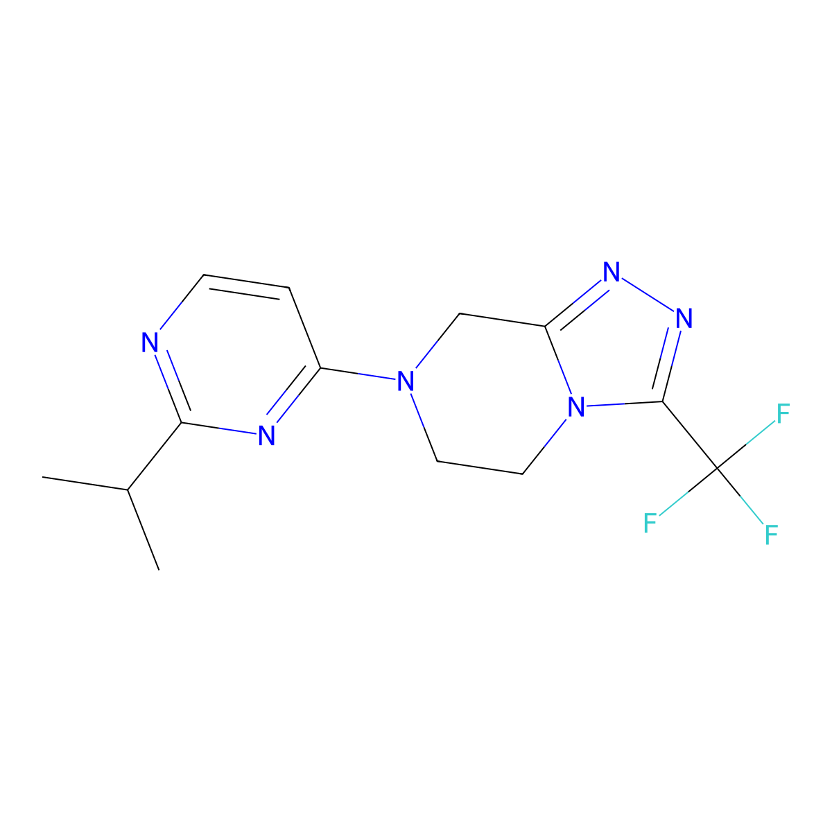 2-(propan-2-yl)-4-[3-(trifluoromethyl)-5H,6H,7H,8H-[1,2,4]triazolo[4,3-a]pyrazin-7-yl]pyrimidine molecular structure, CAS 2770594-17-5