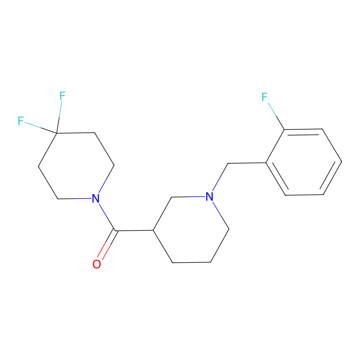 4,4-Difluoro-1-{1-[(2-fluorophenyl)methyl]piperidine-3-carbonyl}piperidine molecular structure, CAS 2770594-23-3