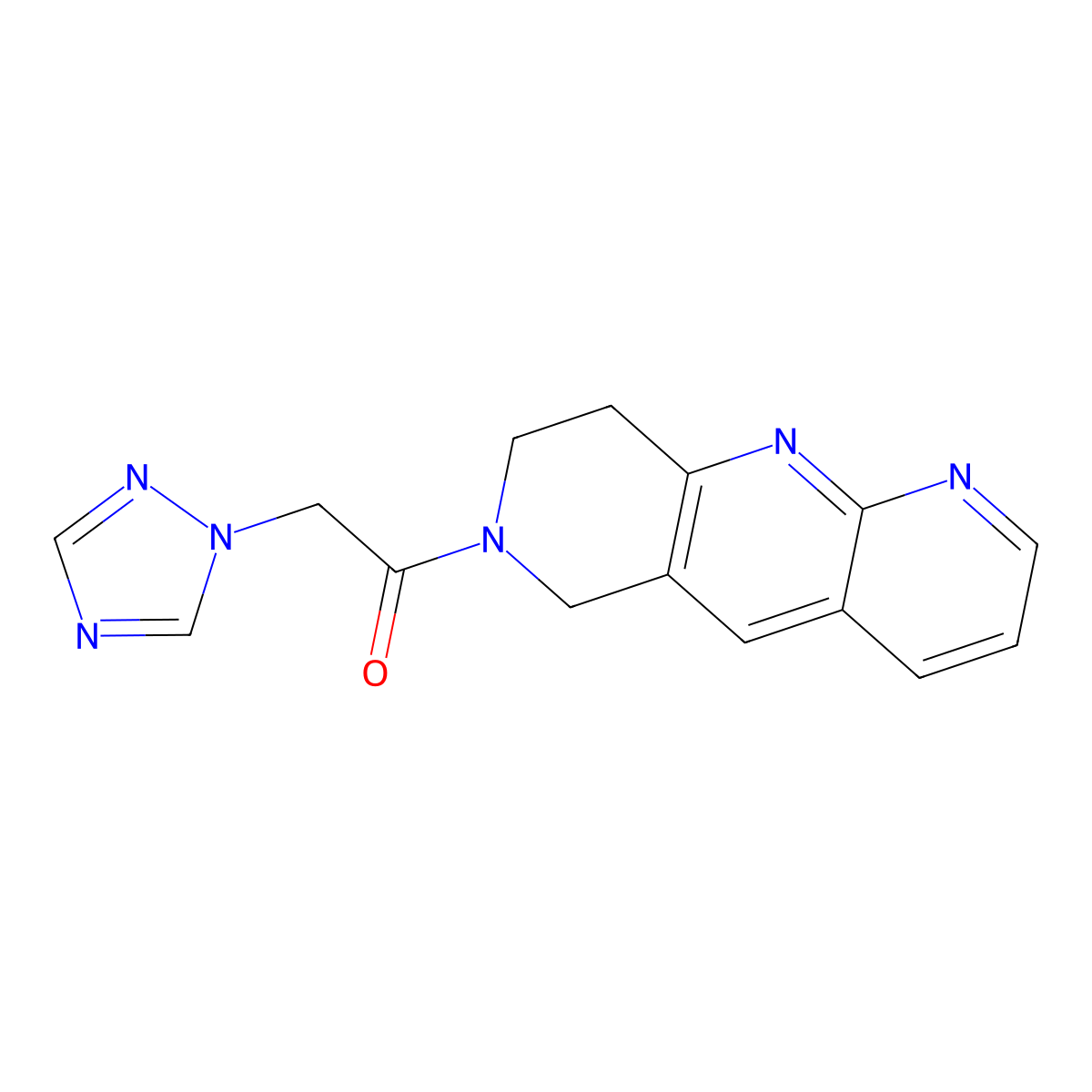 1-{6H,7H,8H,9H-pyrido[2,3-b]1,6-naphthyridin-7-yl}-2-(1H-1,2,4-triazol-1-yl)ethan-1-one molecular structure, CAS 2770594-25-5