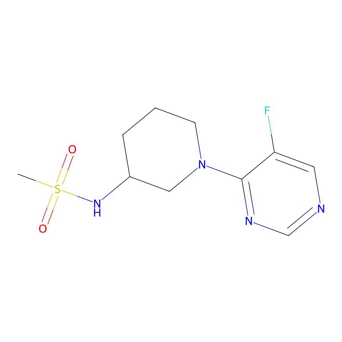 N-[1-(5-fluoropyrimidin-4-yl)piperidin-3-yl]methanesulfonamide molecular structure, CAS 2770594-31-3