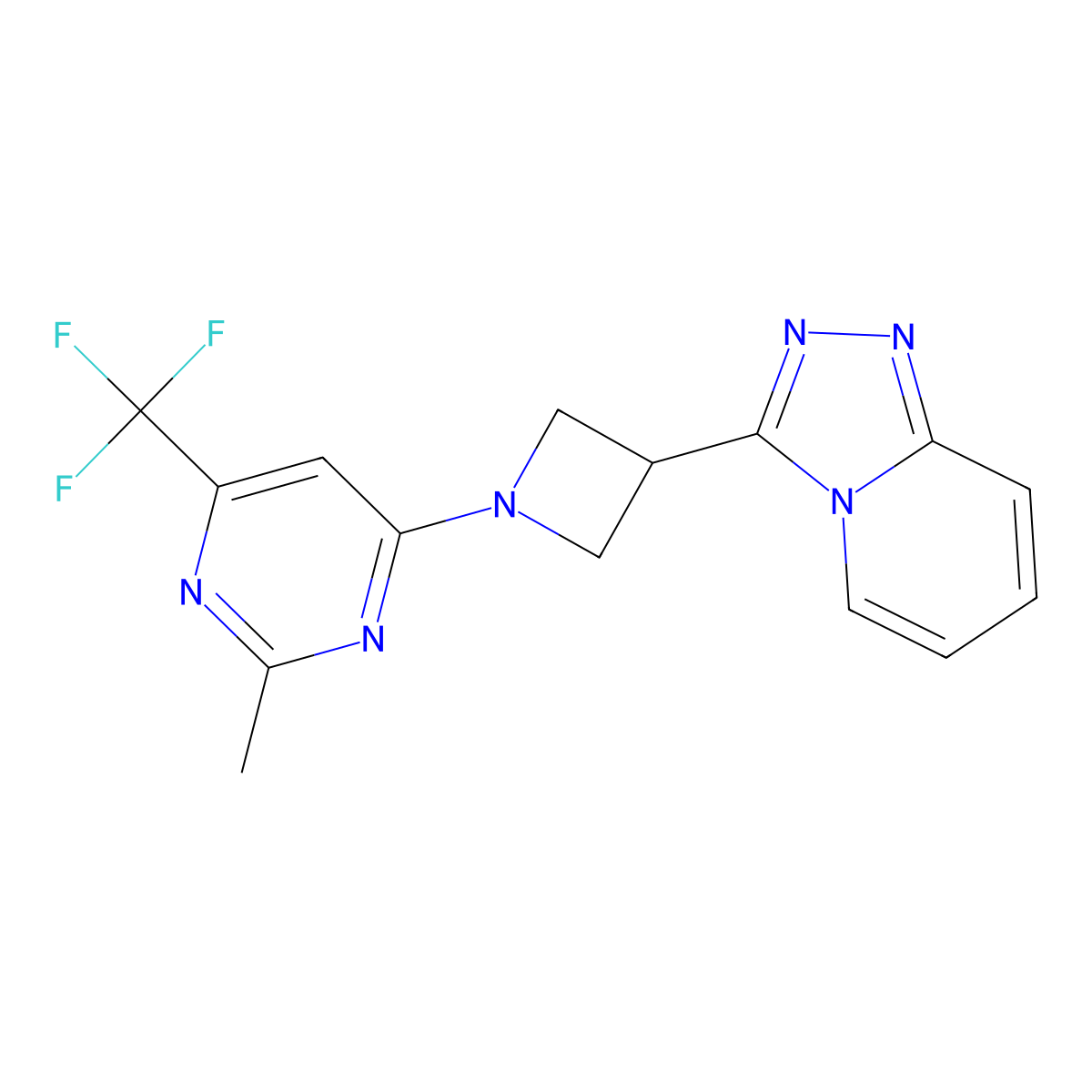 2-Methyl-4-(3-{[1,2,4]triazolo[4,3-a]pyridin-3-yl}azetidin-1-yl)-6-(trifluoromethyl)pyrimidine molecular structure, CAS 2770594-35-7