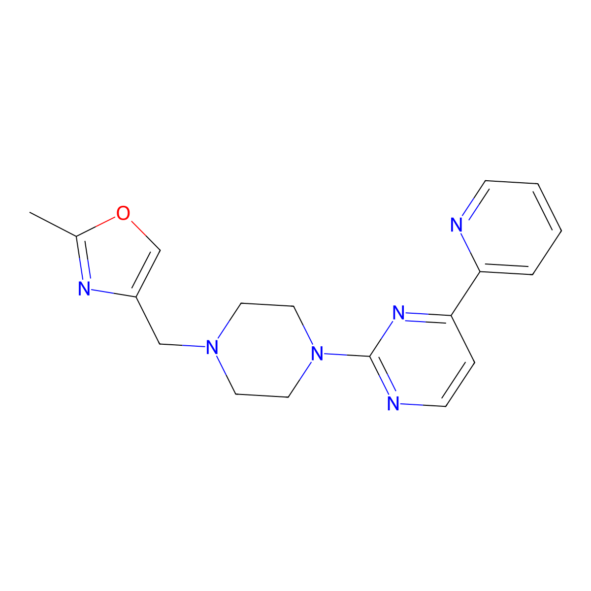 2-{4-[(2-Methyl-1,3-oxazol-4-yl)methyl]piperazin-1-yl}-4-(pyridin-2-yl)pyrimidine molecular structure, CAS 2770594-39-1
