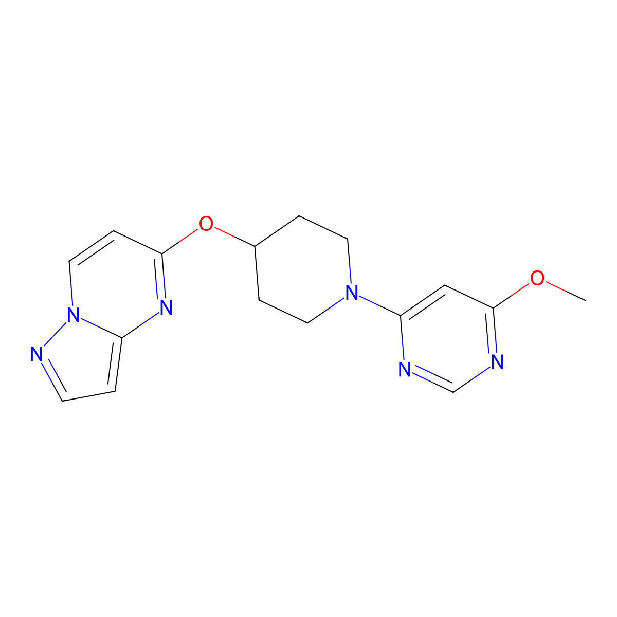 4-Methoxy-6-(4-{pyrazolo[1,5-a]pyrimidin-5-yloxy}piperidin-1-yl)pyrimidine molecular structure, CAS 2770594-41-5