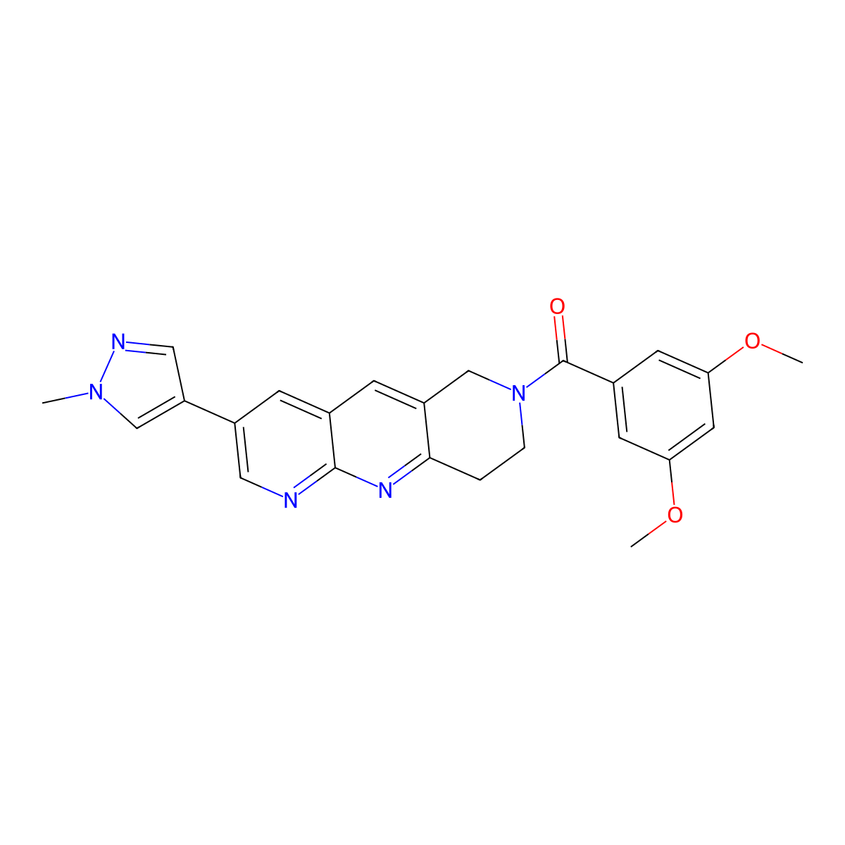 4-[7-(3,5-dimethoxybenzoyl)-6H,7H,8H,9H-pyrido[2,3-b]1,6-naphthyridin-3-yl]-1-methyl-1H-pyrazole molecular structure, CAS 2770594-42-6