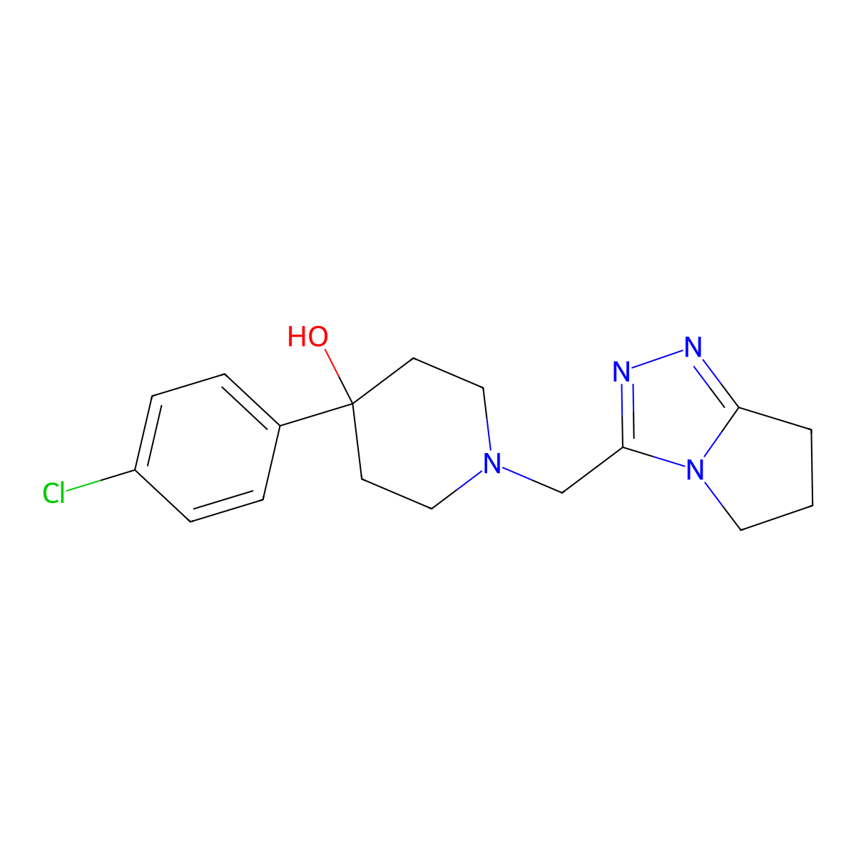 4-(4-chlorophenyl)-1-({5H,6H,7H-pyrrolo[2,1-c][1,2,4]triazol-3-yl}methyl)piperidin-4-ol molecular structure, CAS 2770594-54-0