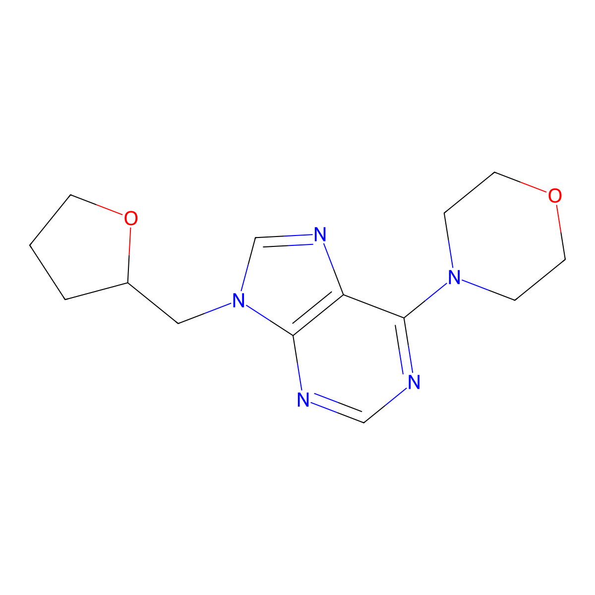 6-(morpholin-4-yl)-9-[(oxolan-2-yl)methyl]-9H-purine molecular structure, CAS 2770594-56-2
