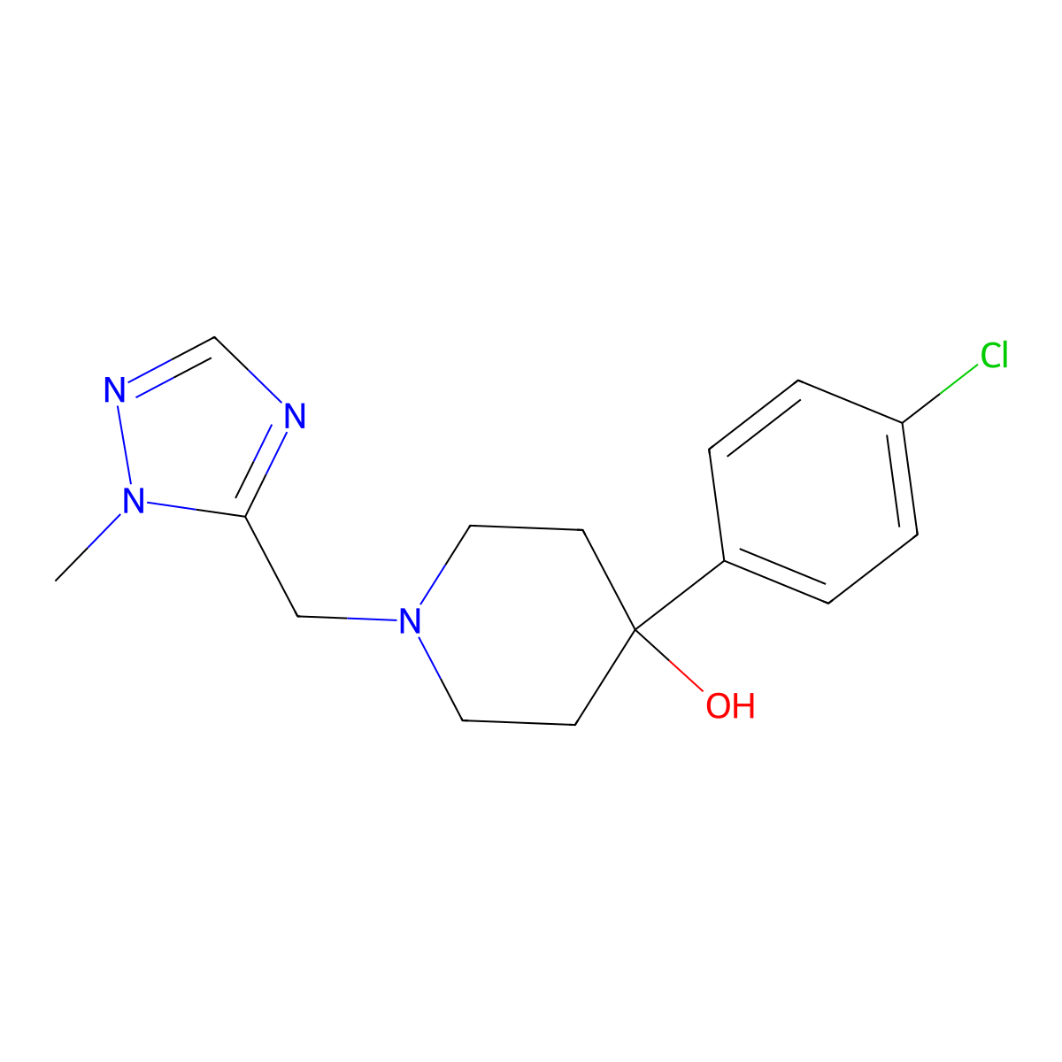 4-(4-chlorophenyl)-1-[(1-methyl-1H-1,2,4-triazol-5-yl)methyl]piperidin-4-ol molecular structure, CAS 2770594-59-5