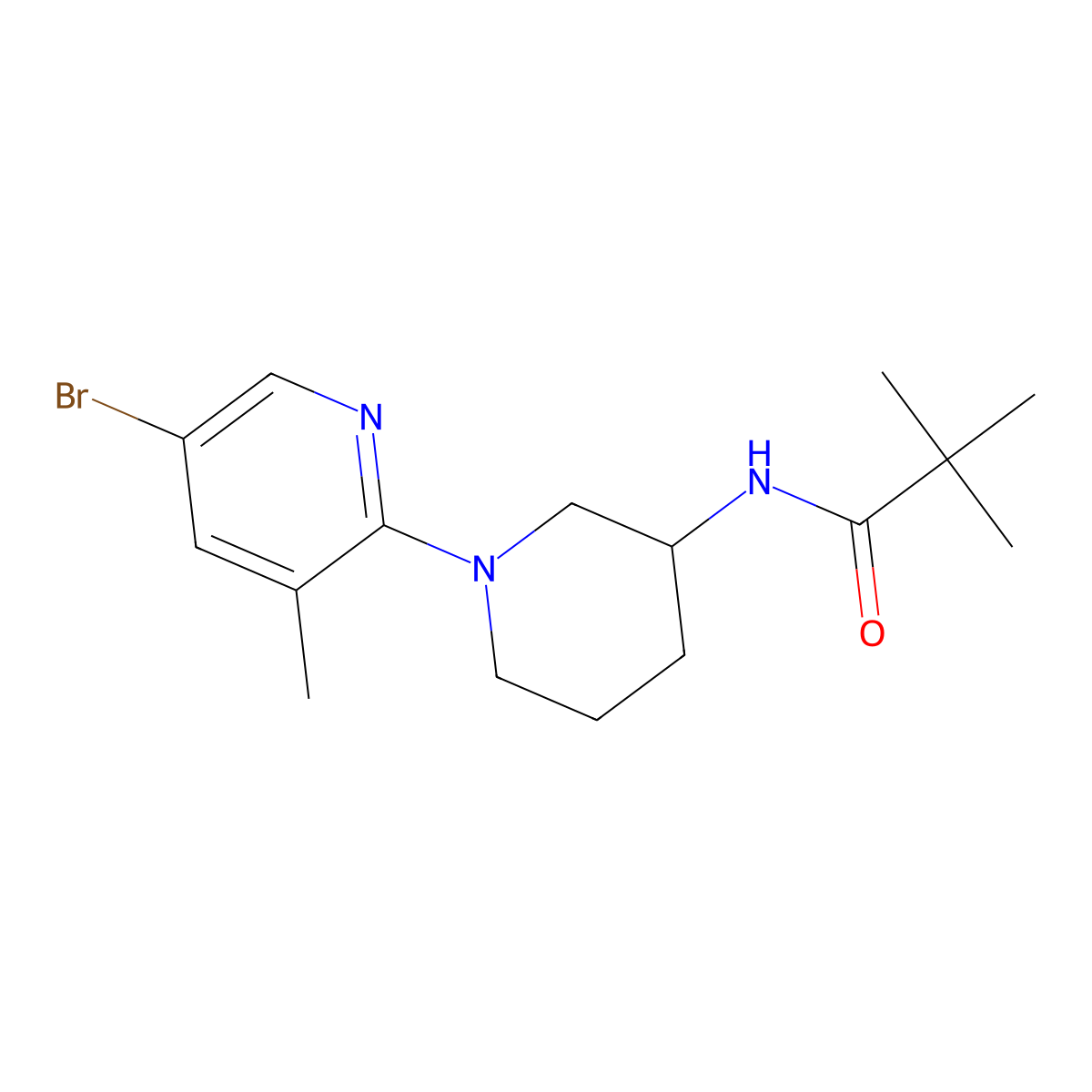 N-[1-(5-bromo-3-methylpyridin-2-yl)piperidin-3-yl]-2,2-dimethylpropanamide molecular structure, CAS 2770594-62-0