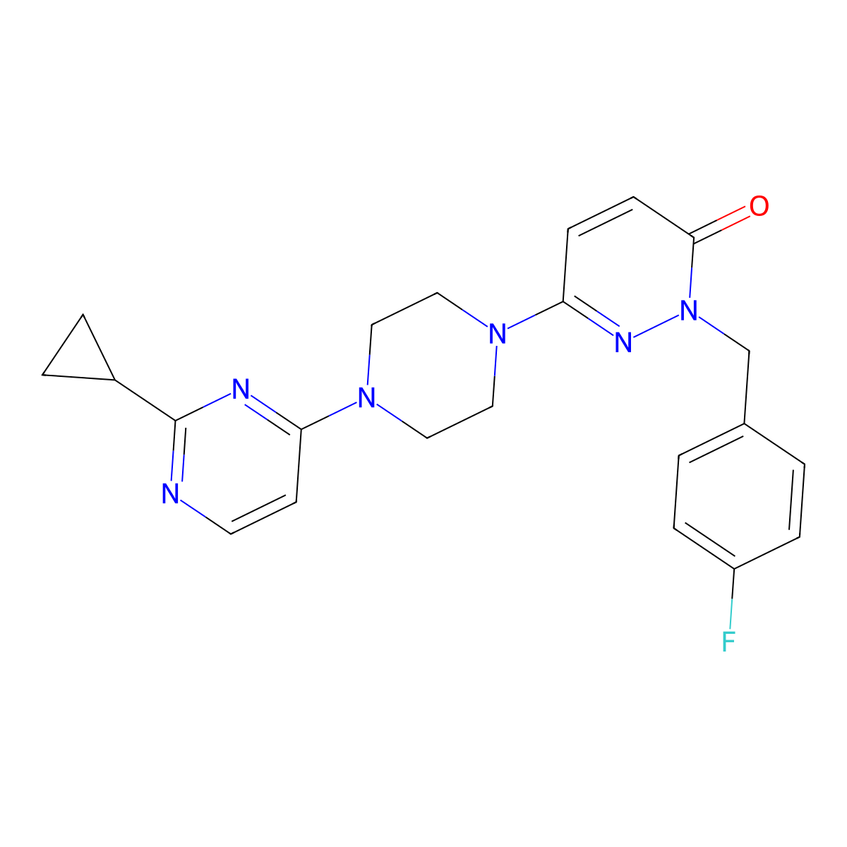 6-[4-(2-Cyclopropylpyrimidin-4-yl)piperazin-1-yl]-2-[(4-fluorophenyl)methyl]-2,3-dihydropyridazin-3-one molecular structure, CAS 2770594-64-2