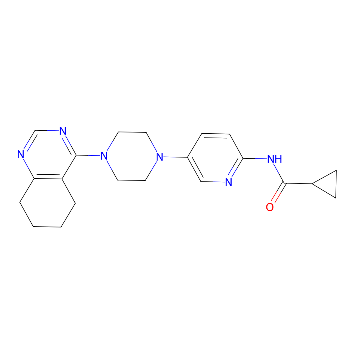 N-{5-[4-(5,6,7,8-tetrahydroquinazolin-4-yl)piperazin-1-yl]pyridin-2-yl}cyclopropanecarboxamide molecular structure, CAS 2770594-71-1