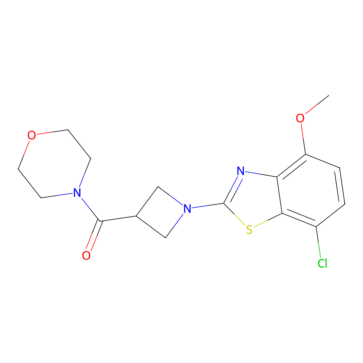 7-Chloro-4-methoxy-2-[3-(morpholine-4-carbonyl)azetidin-1-yl]-1,3-benzothiazole molecular structure, CAS 2770594-72-2