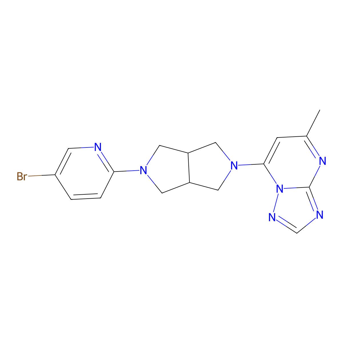 5-Bromo-2-(5-{5-methyl-[1,2,4]triazolo[1,5-a]pyrimidin-7-yl}-octahydropyrrolo[3,4-c]pyrrol-2-yl)pyridine molecular structure, CAS 2770594-78-8