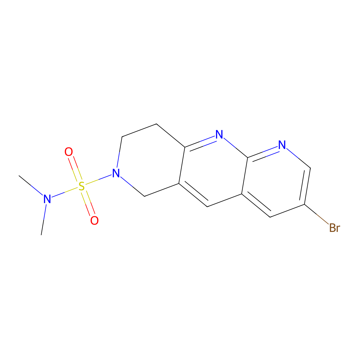 3-bromo-N,N-dimethyl-6H,7H,8H,9H-pyrido[2,3-b]1,6-naphthyridine-7-sulfonamide molecular structure, CAS 2770594-79-9