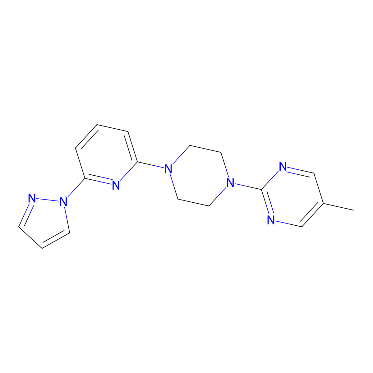 5-methyl-2-{4-[6-(1H-pyrazol-1-yl)pyridin-2-yl]piperazin-1-yl}pyrimidine molecular structure, CAS 2770594-88-0