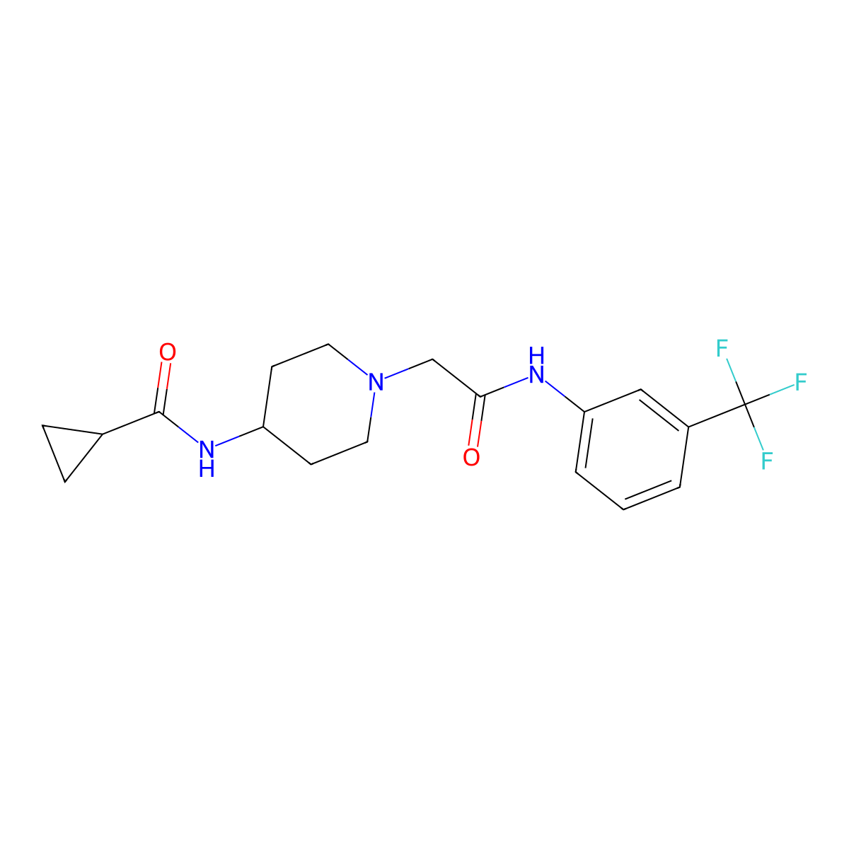 N-[1-({[3-(trifluoromethyl)phenyl]carbamoyl}methyl)piperidin-4-yl]cyclopropanecarboxamide molecular structure, CAS 2770594-90-4