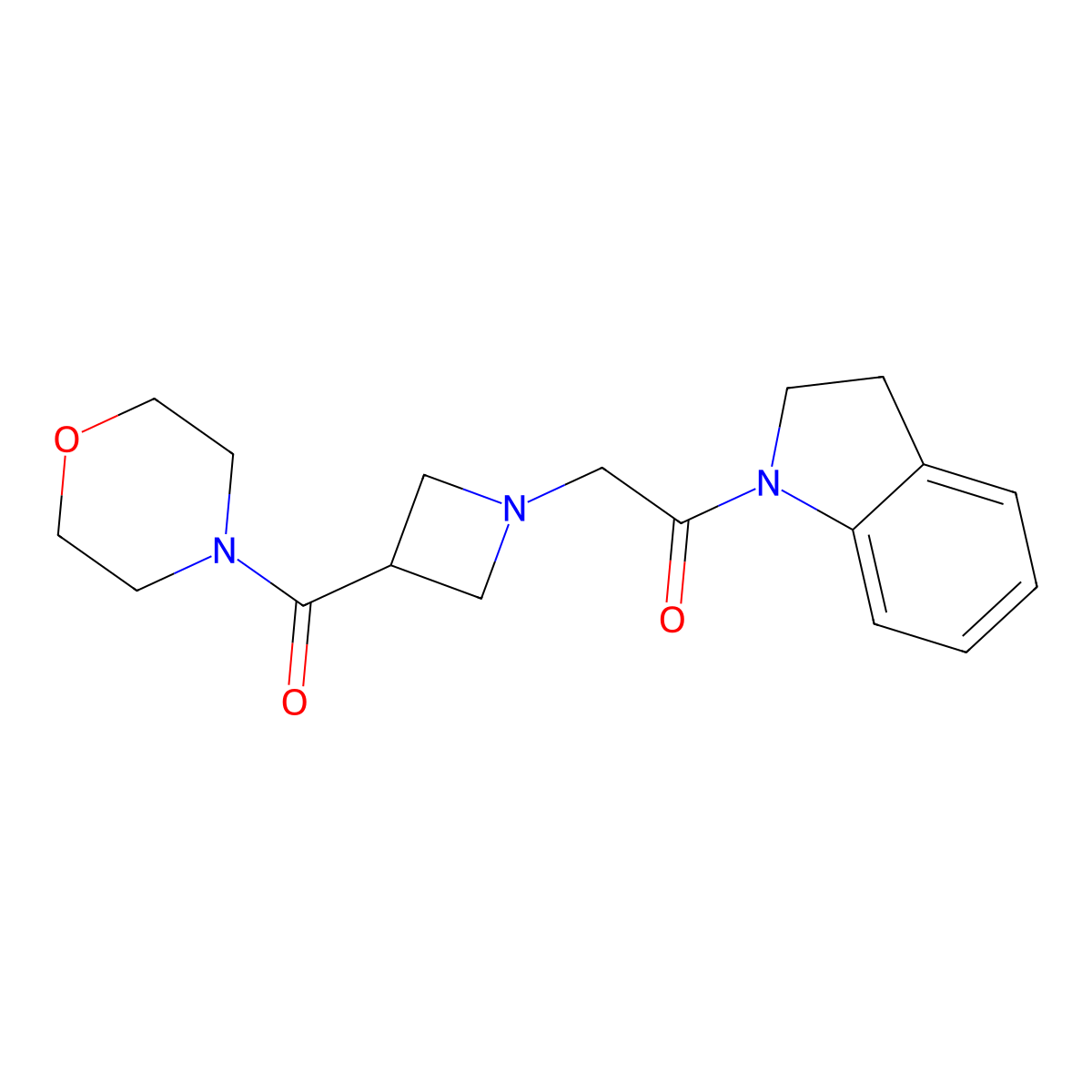 1-(2,3-dihydro-1H-indol-1-yl)-2-[3-(morpholine-4-carbonyl)azetidin-1-yl]ethan-1-one molecular structure, CAS 2770594-93-7