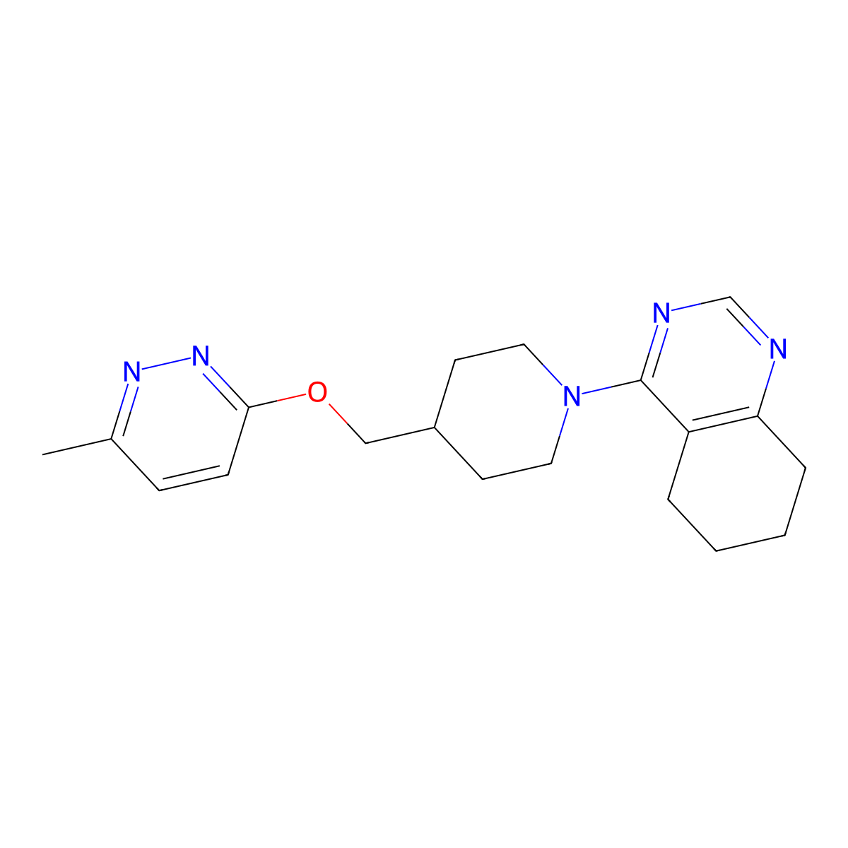4-(4-{[(6-Methylpyridazin-3-yl)oxy]methyl}piperidin-1-yl)-5,6,7,8-tetrahydroquinazoline molecular structure, CAS 2770594-94-8