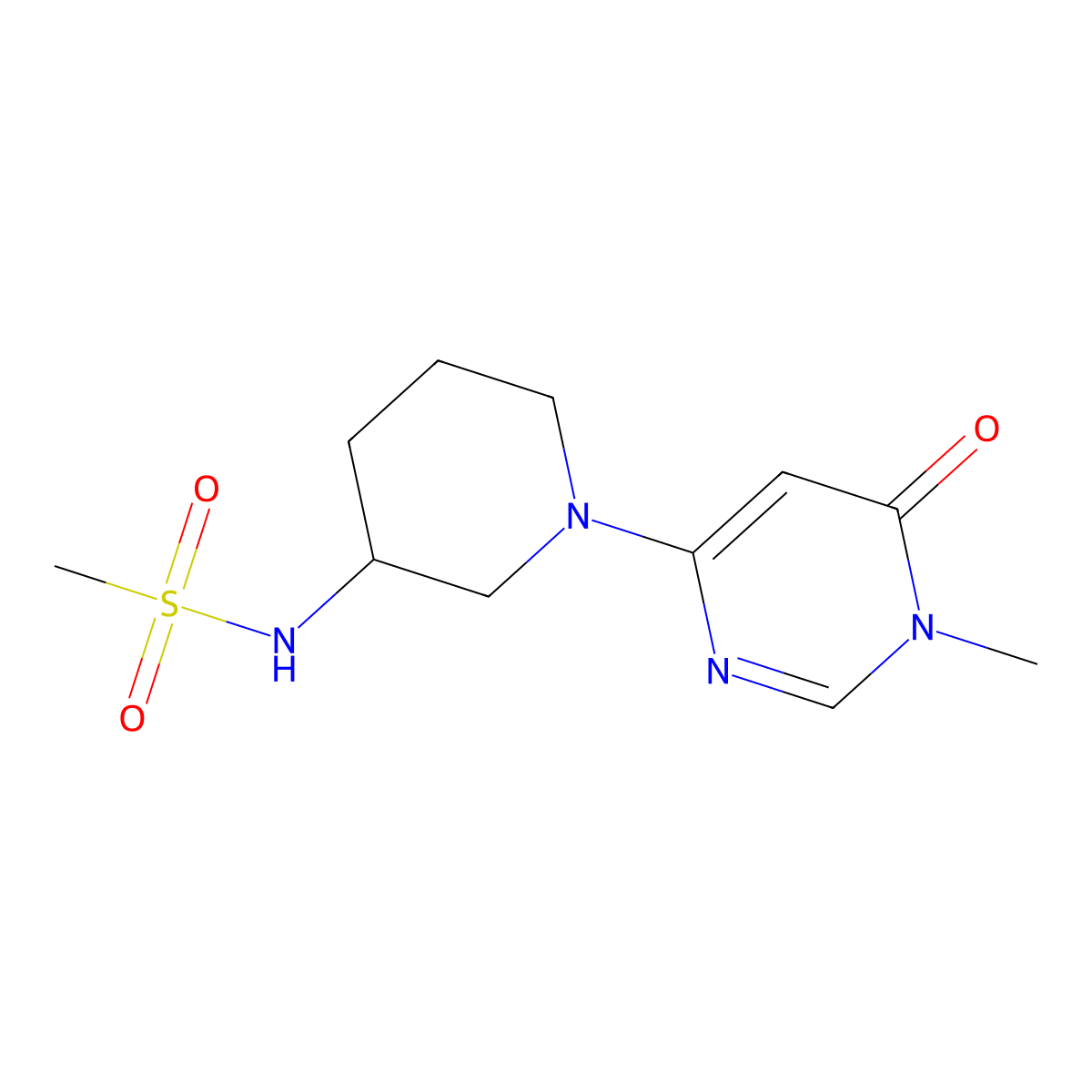 N-[1-(1-methyl-6-oxo-1,6-dihydropyrimidin-4-yl)piperidin-3-yl]methanesulfonamide molecular structure, CAS 2770595-00-9