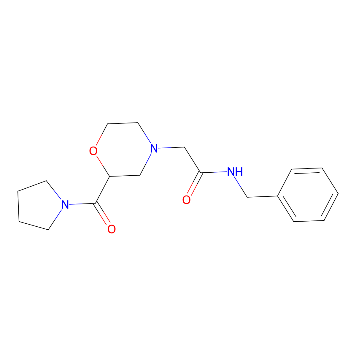 N-benzyl-2-[2-(pyrrolidine-1-carbonyl)morpholin-4-yl]acetamide molecular structure, CAS 2770595-01-0