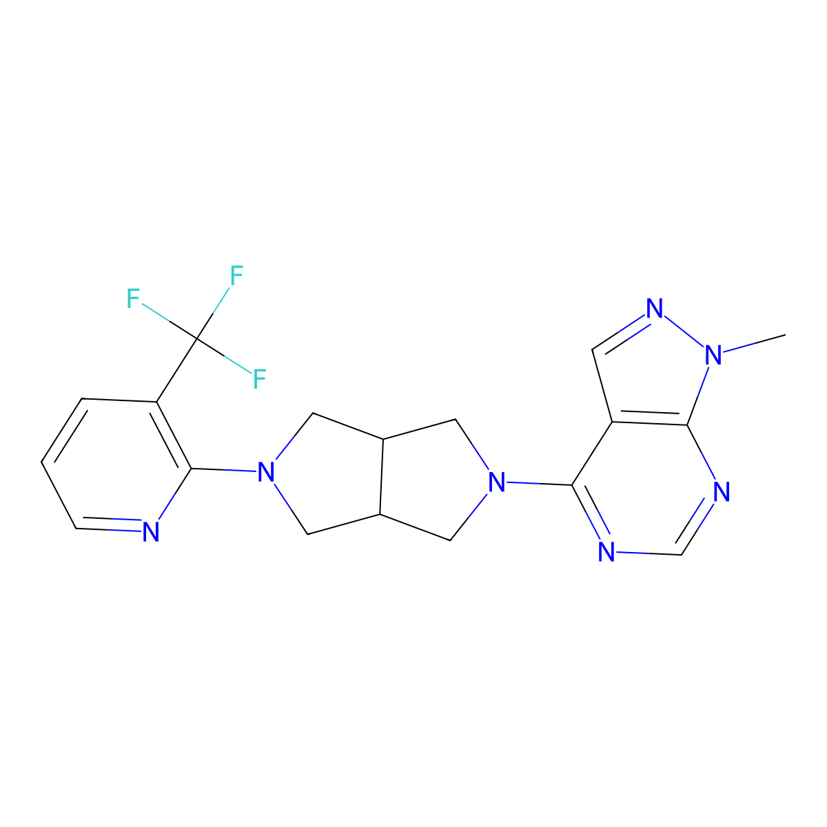 2-(5-{1-methyl-1H-pyrazolo[3,4-d]pyrimidin-4-yl}-octahydropyrrolo[3,4-c]pyrrol-2-yl)-3-(trifluoromethyl)pyridine molecular structure, CAS 2770595-02-1