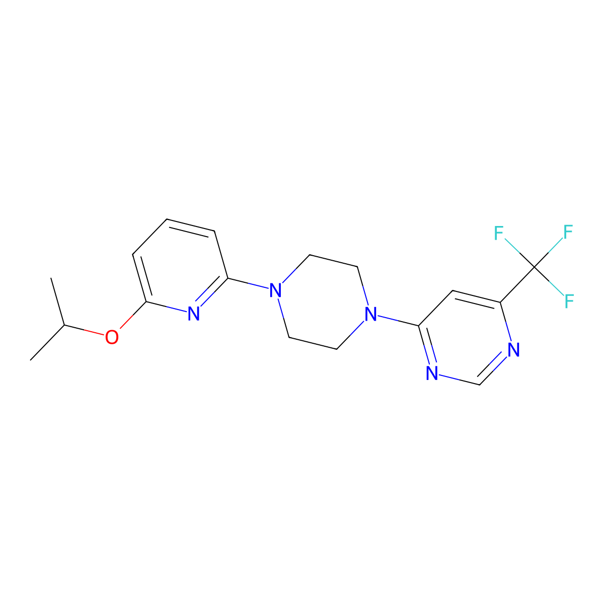 4-{4-[6-(Propan-2-yloxy)pyridin-2-yl]piperazin-1-yl}-6-(trifluoromethyl)pyrimidine molecular structure, CAS 2770595-09-8
