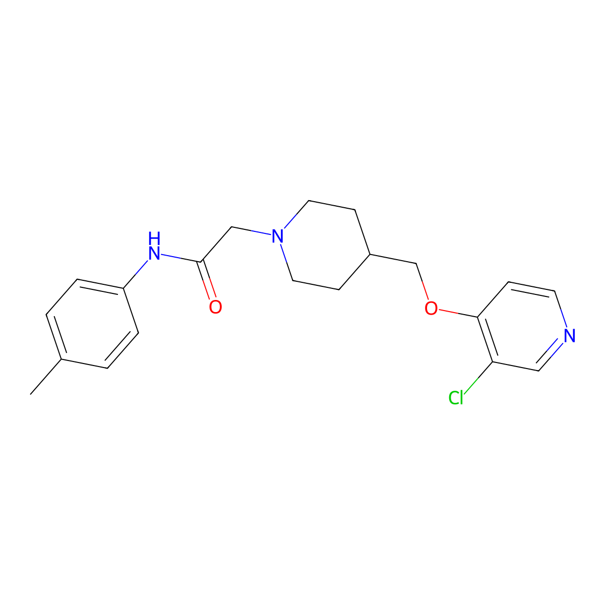 2-(4-{[(3-chloropyridin-4-yl)oxy]methyl}piperidin-1-yl)-N-(4-methylphenyl)acetamide molecular structure, CAS 2770595-12-3