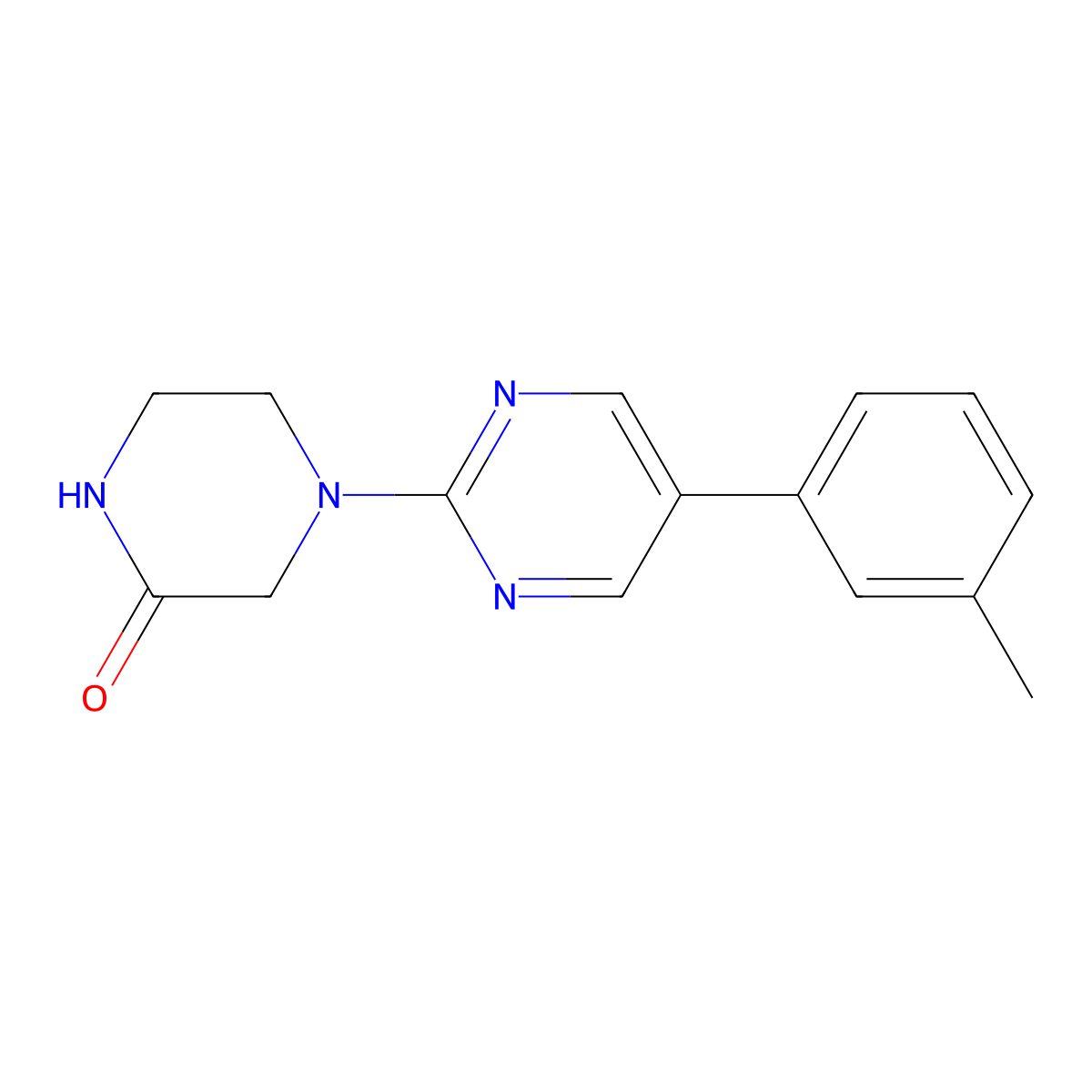 4-[5-(3-Methylphenyl)pyrimidin-2-yl]piperazin-2-one molecular structure, CAS 2770595-14-5