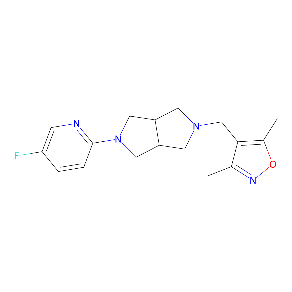 2-{5-[(3,5-Dimethyl-1,2-oxazol-4-yl)methyl]-octahydropyrrolo[3,4-c]pyrrol-2-yl}-5-fluoropyridine molecular structure, CAS 2770595-16-7