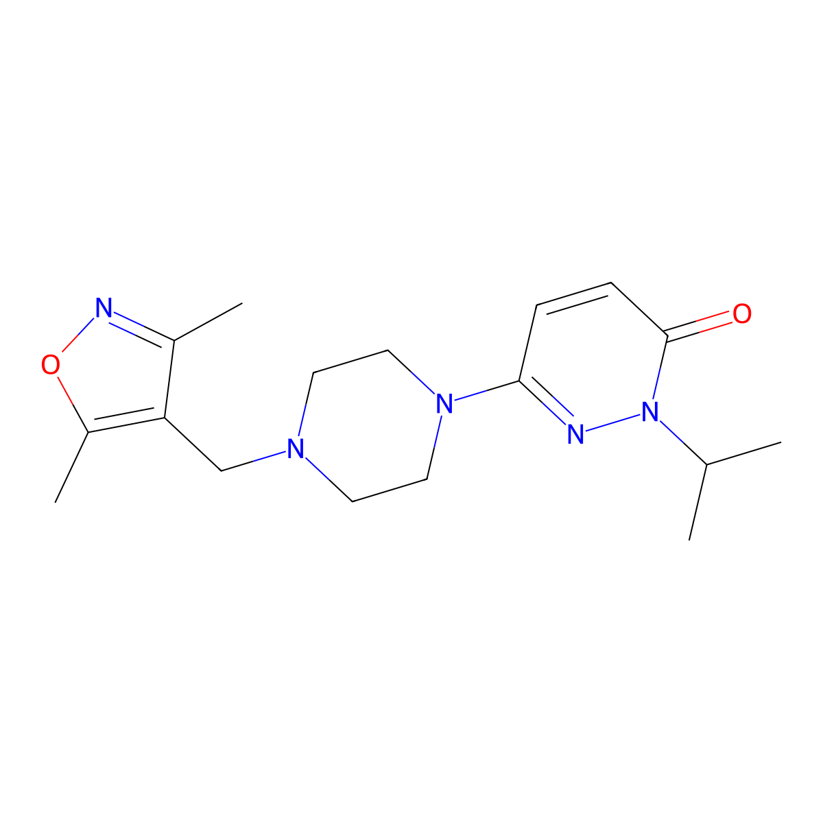 6-{4-[(3,5-Dimethyl-1,2-oxazol-4-yl)methyl]piperazin-1-yl}-2-(propan-2-yl)-2,3-dihydropyridazin-3-one molecular structure, CAS 2770595-23-6