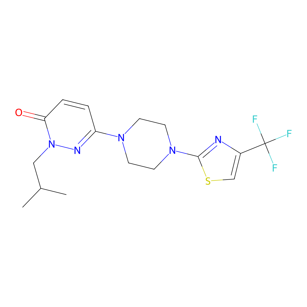 2-(2-Methylpropyl)-6-{4-[4-(trifluoromethyl)-1,3-thiazol-2-yl]piperazin-1-yl}-2,3-dihydropyridazin-3-one molecular structure, CAS 2770595-29-2