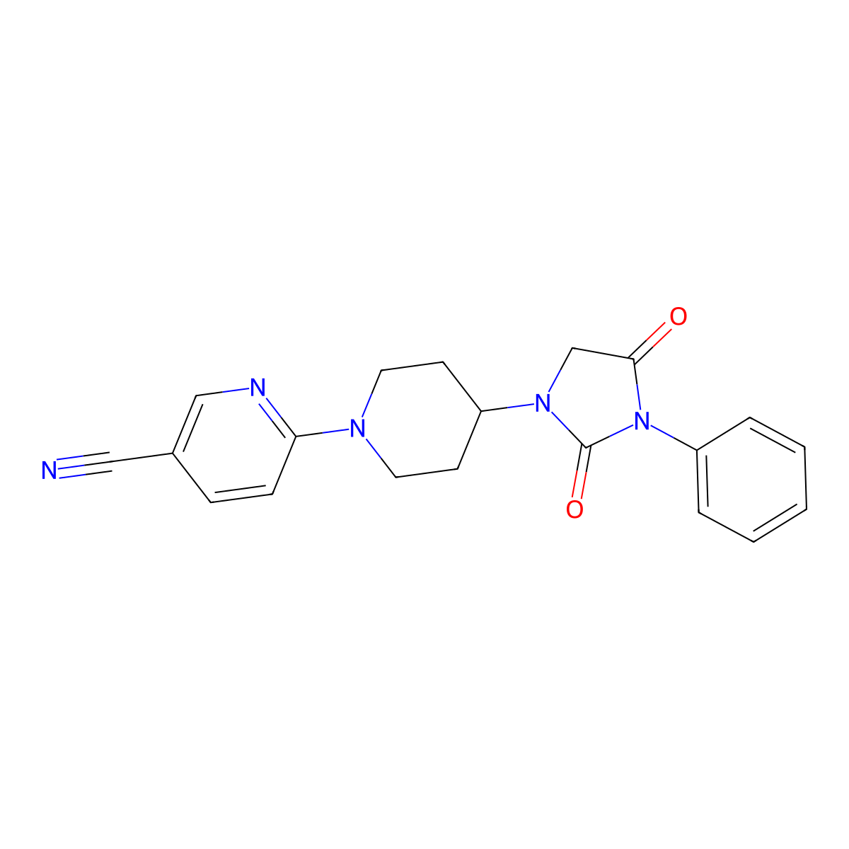 6-[4-(2,4-Dioxo-3-phenylimidazolidin-1-yl)piperidin-1-yl]pyridine-3-carbonitrile molecular structure, CAS 2770595-32-7